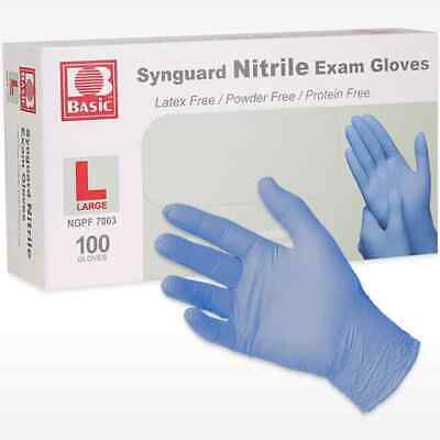 Blue Disposable Nitrile Exam Gloves, Medical Grade, Non-Sterile, Latex Free & Powder Free, Size Large - Case of 100
